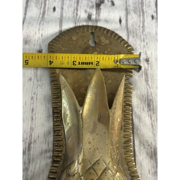 Vintage Brass Ornate Decorative Pineapple Wall Pocket Sconce Vintage Brass - Picture 9 of 12